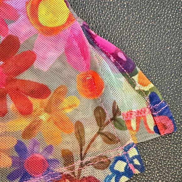 NATURAL LIFE Multicolor Mesh Sheer Floral Button-Down Shirt s medium - Picture 7 of 10